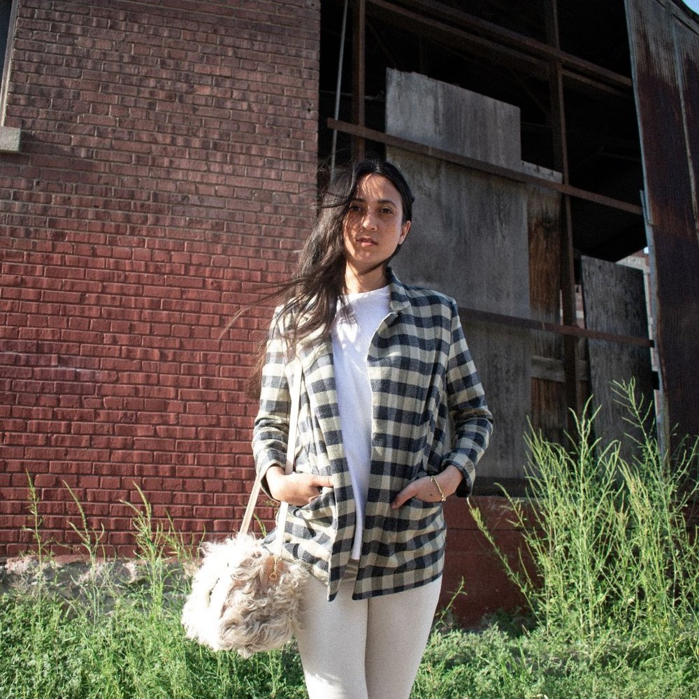 Cossac Cropped Sleeve Plaid Blazer